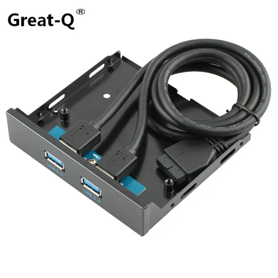 Great Q флоппи диск USB 3.0 20 Pin 2 порта Передняя панель узловой отсек кабель