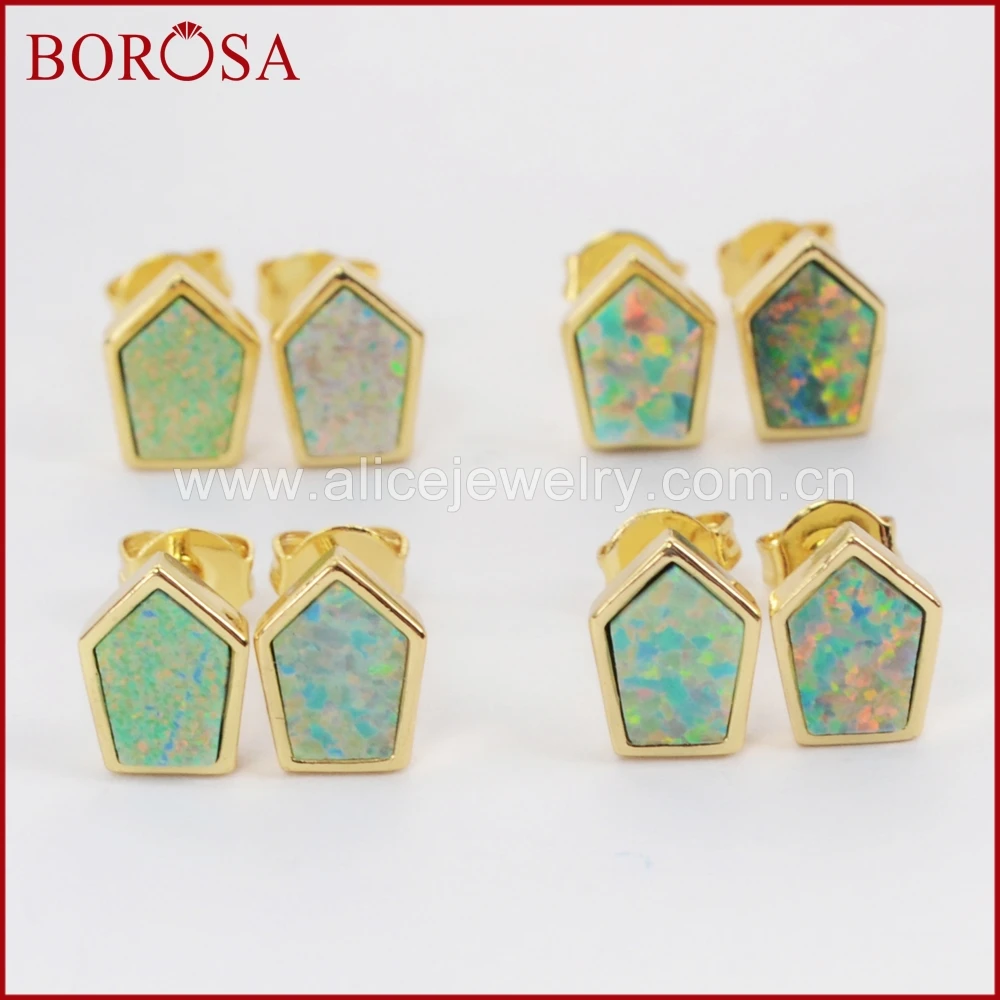 BOROSA Trendy Jewelry Japanese Opal Druzy Stud Earrings for Women, Gold Color Bezel Shield Shape White Opal Earrings ZG0211
BOROSA Trendy Jewelry Japanese Opal Druzy Stud Earrings for Women, Gold Color Bezel Shield Shape White Opal Earrings ZG0211