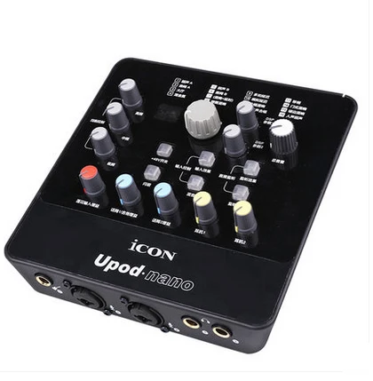 Новый горячий значок upod nano USB звуковая карта Plug play 2 mic In/1 guitar In Out Интерфейс записи +