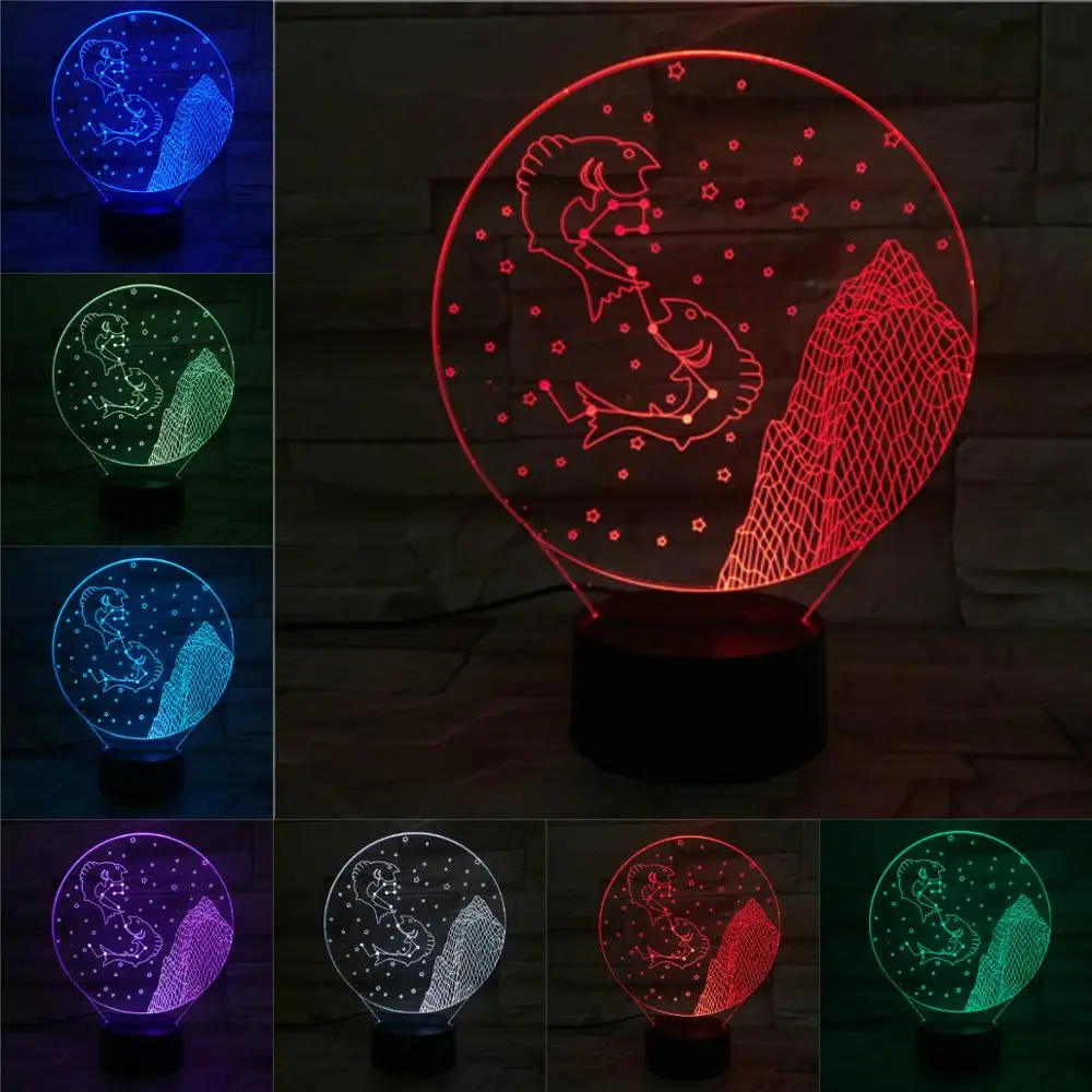 Pisces Constellation 3D Lamp Multicolor Touch Night Light LED Bulb Multicolor Lampada Animal Kid Toy Illusion Fade Strobe Smooth
Pisces Constellation 3D Lamp Multicolor Touch Night Light LED Bulb Multicolor Lampada Animal Kid Toy Illusion Fade Strobe Smooth