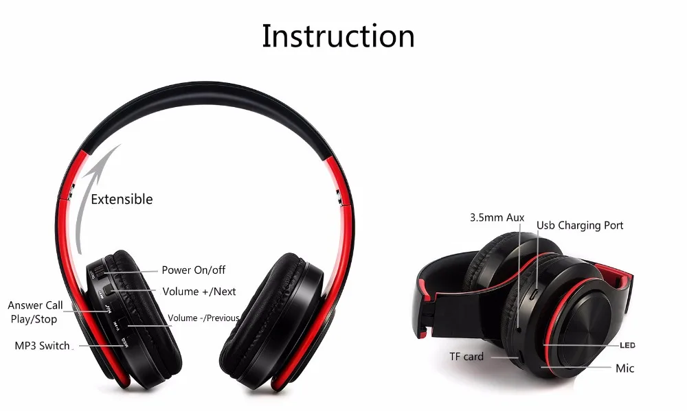 Красочные LPT660 Bluetooth стереонаушники гарнитура складная Беспроводной наушники