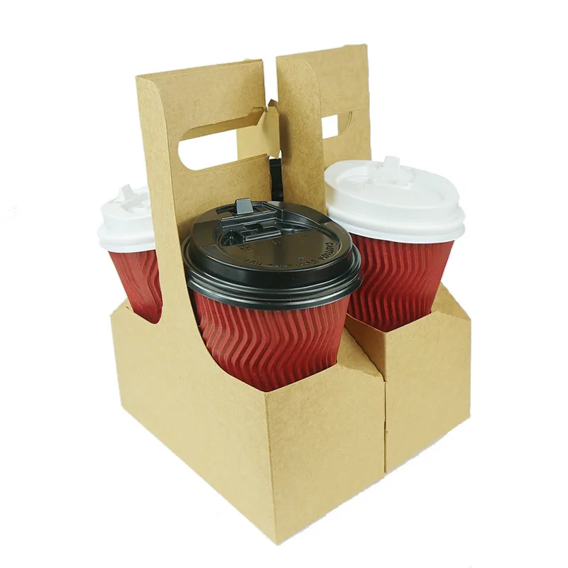 

Cup Holder Disposable Saucer Paper Tray Hard Corrugated Take Away Drinks Shelf To-go Box Cafe Restaurant Packing Tools 50pcs/set