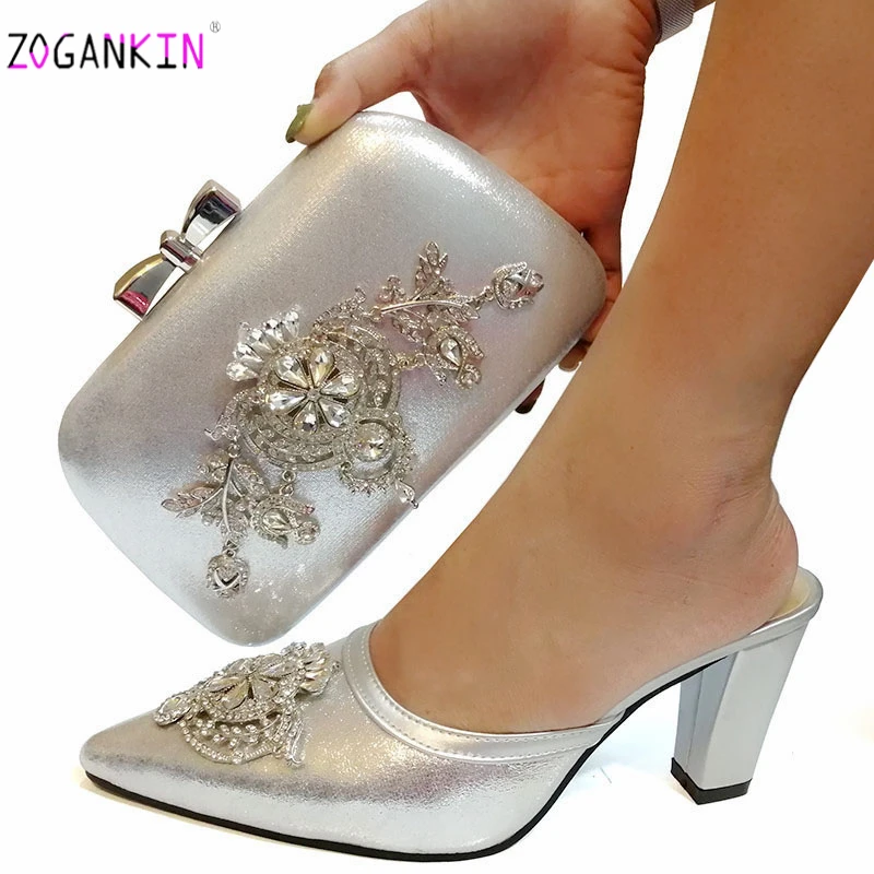 Autumn Slipper African Sets Silver Color Italian Shoes with Matching Bags High Quality Nigerian Shoes and Bag To Match for Party
Autumn Slipper African Sets Silver Color Italian Shoes with Matching Bags High Quality Nigerian Shoes and Bag To Match for Party