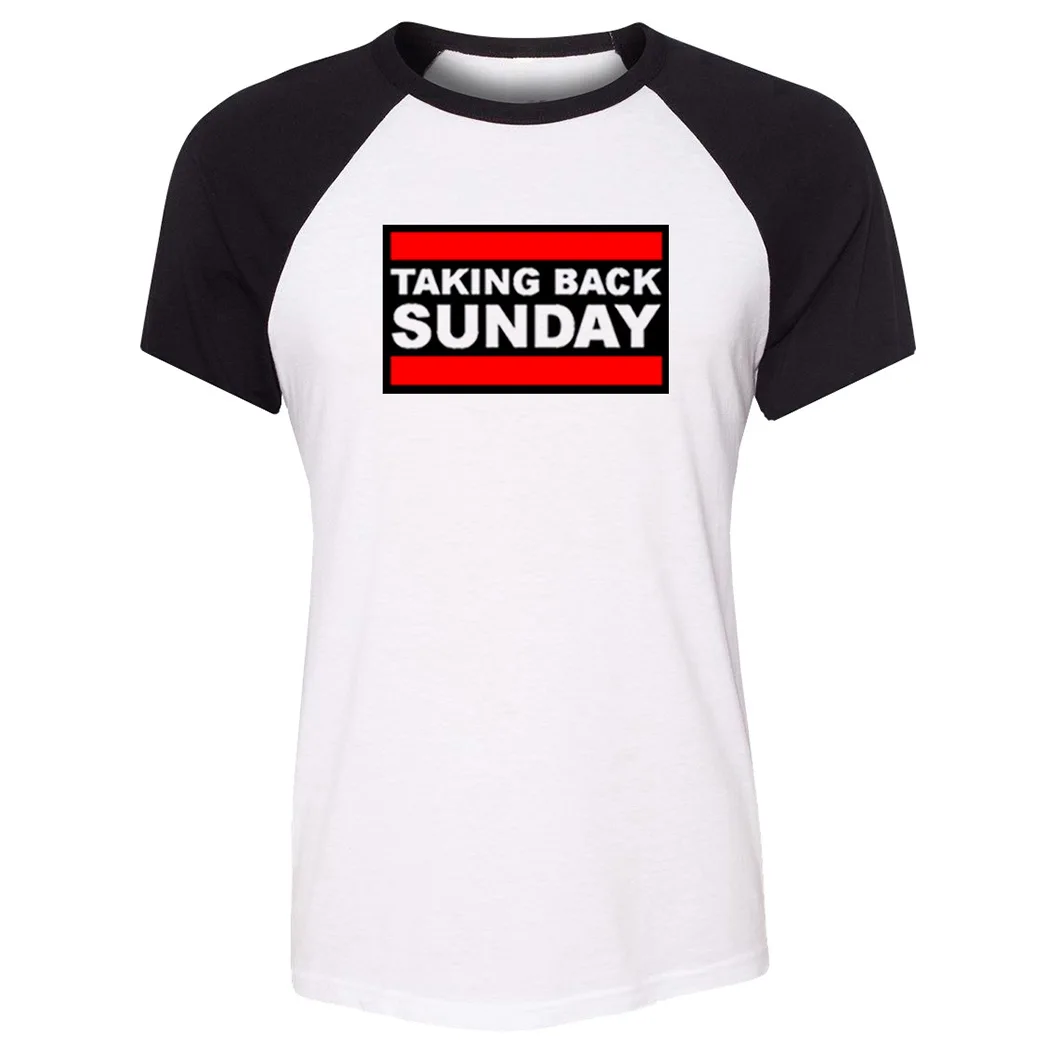 Фото Женская Футболка реглан с надписью TAKING BACK Sunday Черная майка рисунком горох