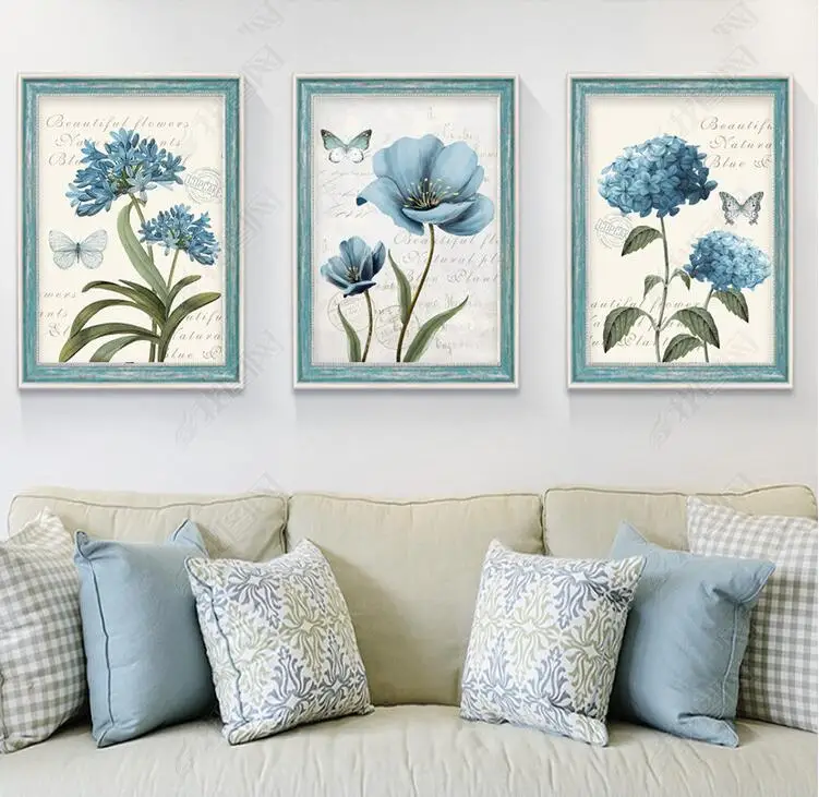 European Style Retro Blue Flowers With Butterfly Wall Painting for Living Room Decorative Painting Plants Wall Art No Frame
European Style Retro Blue Flowers With Butterfly Wall Painting for Living Room Decorative Painting Plants Wall Art No Frame