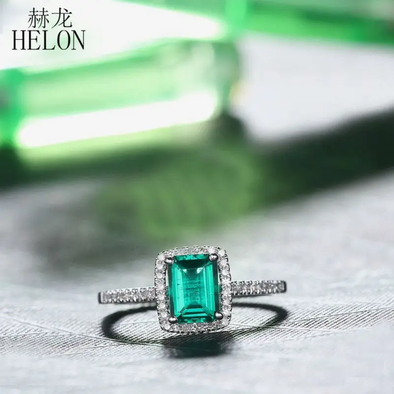 HELON Solid 10K White Gold 1.3ct Genuine Treated Emerald Diamonds Engagement Ring Women Wedding Exquisite Trendy Fine Jewelry
HELON Solid 10K White Gold 1.3ct Genuine Treated Emerald Diamonds Engagement Ring Women Wedding Exquisite Trendy Fine Jewelry