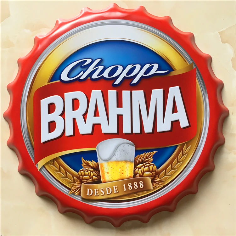 Большая крышка для пива BRAHMA жестяная табличка с логотипом винтажная