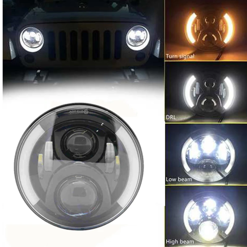 40W 50W 80W 7inch Round Led Headlight High Low Beam Light Halo Angle Eyes DRL Headlamp For Jeep Wrangler Off Road 4x4 Motorcycle
40W 50W 80W 7inch Round Led Headlight High Low Beam Light Halo Angle Eyes DRL Headlamp For Jeep Wrangler Off Road 4x4 Motorcycle