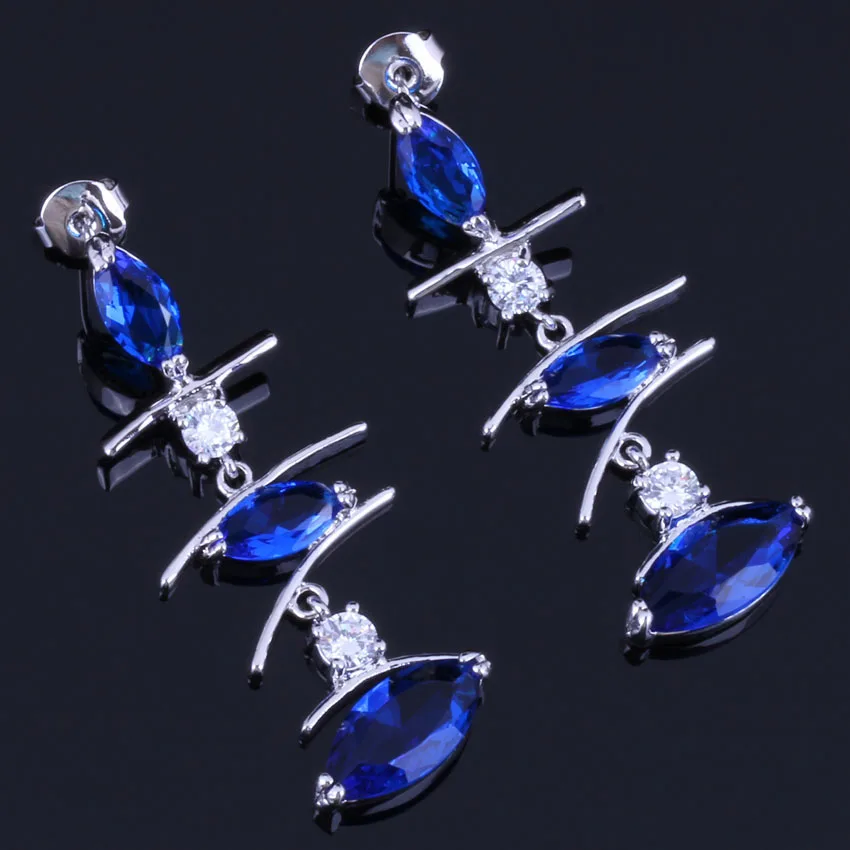 Impressive Long Marquise Blue Cubic Zirconia White CZ Silver Plated Drop Dangle Earrings V0793
Impressive Long Marquise Blue Cubic Zirconia White CZ Silver Plated Drop Dangle Earrings V0793