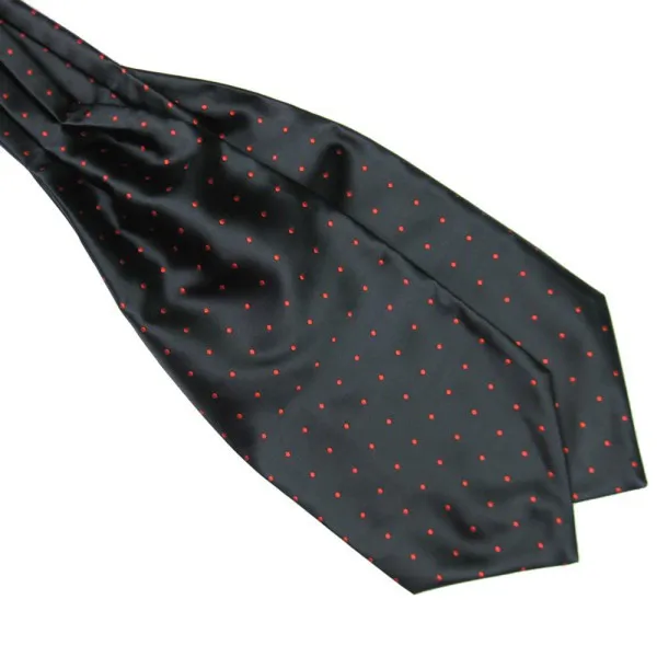 Drop Shipping Men Polka Dot Long Silk Ties Cravat Ascot Handkerchief Gentlemen 2018