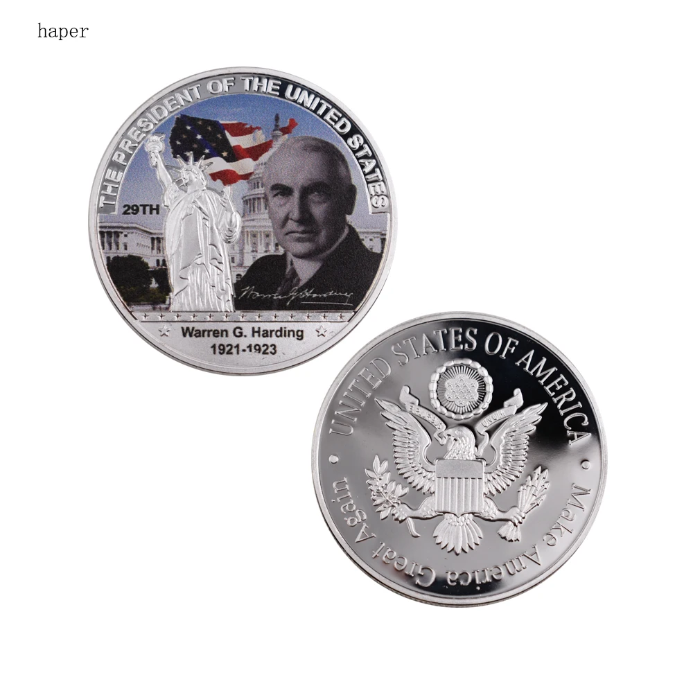 The President of The United States Silver Plated Commemorative Coin 29th President Warren G. Harding Challenge Coin
The President of The United States Silver Plated Commemorative Coin 29th President Warren G. Harding Challenge Coin