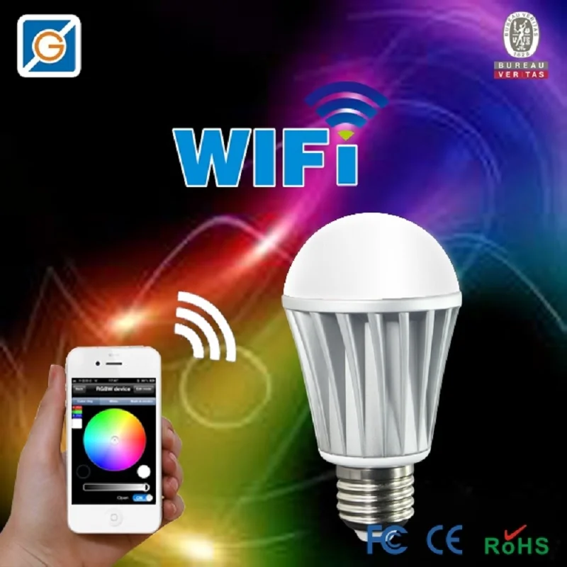 E27 7W Wifi bulb RGBW Smart Wireless remote control AC100-240V led light bulb Magic lamp change dimmable for home hotel Android
E27 7W Wifi bulb RGBW Smart Wireless remote control AC100-240V led light bulb Magic lamp change dimmable for home hotel Android