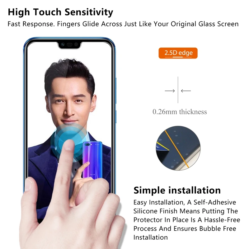 Honor 10 Glass 2.5D 0.26mm 9H Premium Tempered For Huawei Screen Protector Toughened protective film Honor10 | Мобильные телефоны и