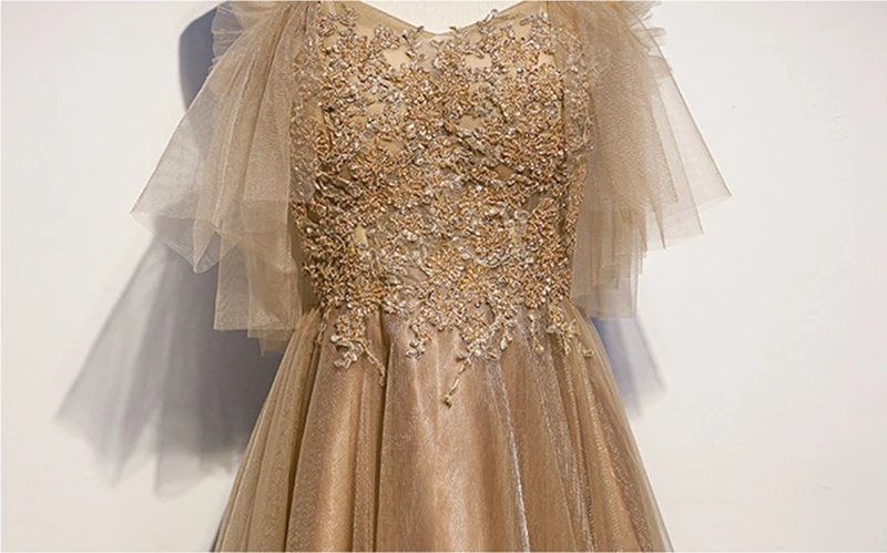 Gold Prom Dresses 2019 Tulle Appliques Illusion A-line Beading Sequined V-neck Floor Length Lace-up Off Shoulder Evening Dresses
Gold Prom Dresses 2019 Tulle Appliques Illusion A-line Beading Sequined V-neck Floor Length Lace-up Off Shoulder Evening Dresses