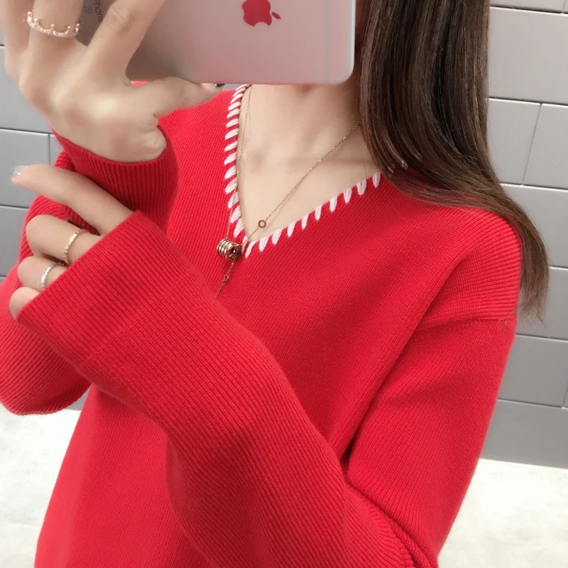 Autumn V Neck Sweater Knitted Fashion Womens Sweaters 2019 Winter Tops For Women Pullover Jumper Pull Femme Hiver Truien Dames
Autumn V Neck Sweater Knitted Fashion Womens Sweaters 2019 Winter Tops For Women Pullover Jumper Pull Femme Hiver Truien Dames