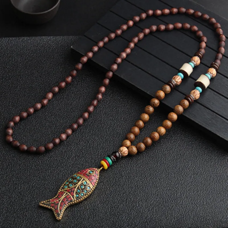 Unisex Handmade Necklace Nepal Buddhist Mala Wood Beads Pendant & Necklace Ethnic Fish Horn Long Statement Men Women's Jewelry
Unisex Handmade Necklace Nepal Buddhist Mala Wood Beads Pendant & Necklace Ethnic Fish Horn Long Statement Men Women's Jewelry