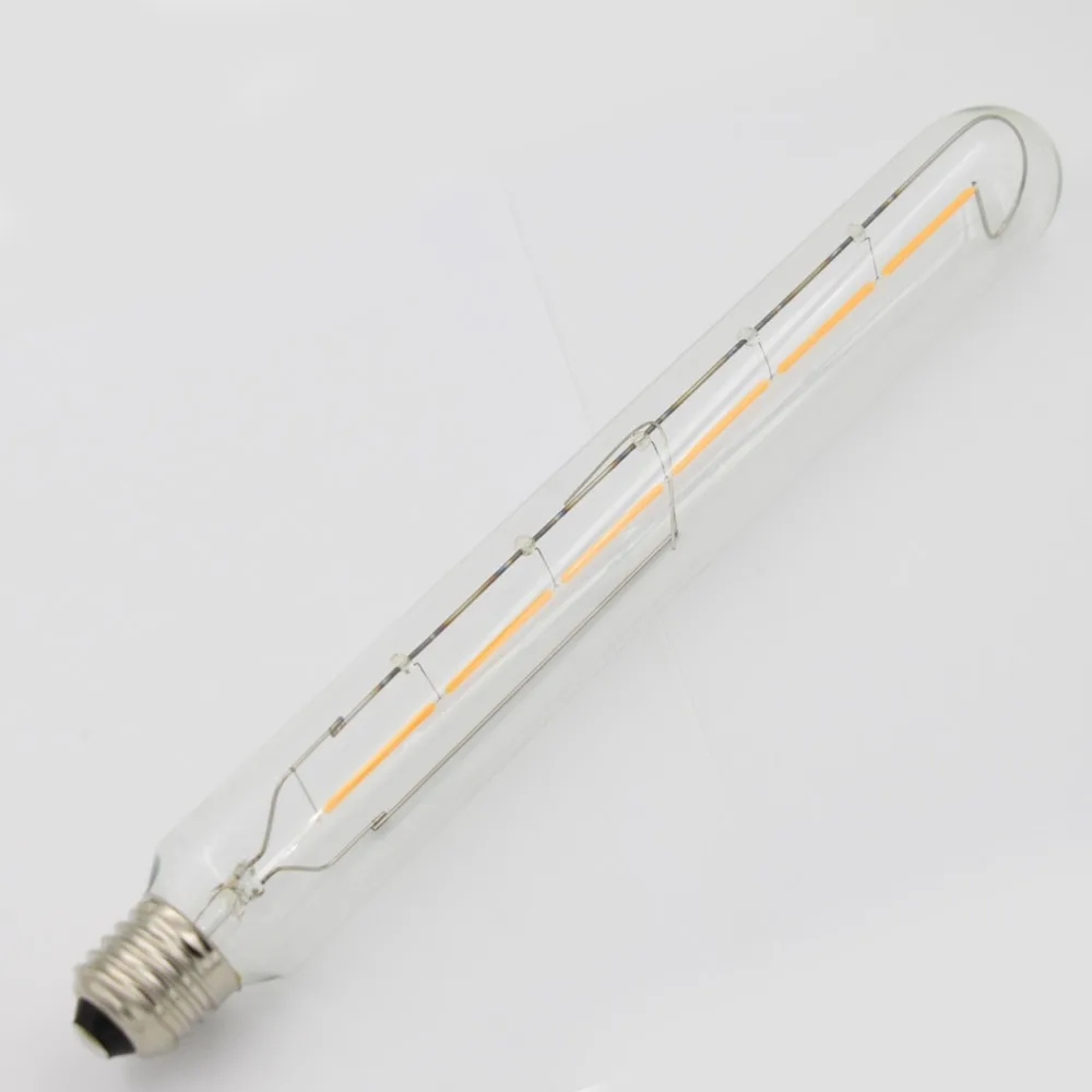 Dimmable,Edison T30 300mm Style,LED Filament Tube,6W,Super Warm(2200k),110V-240V AC E26 E27 Base