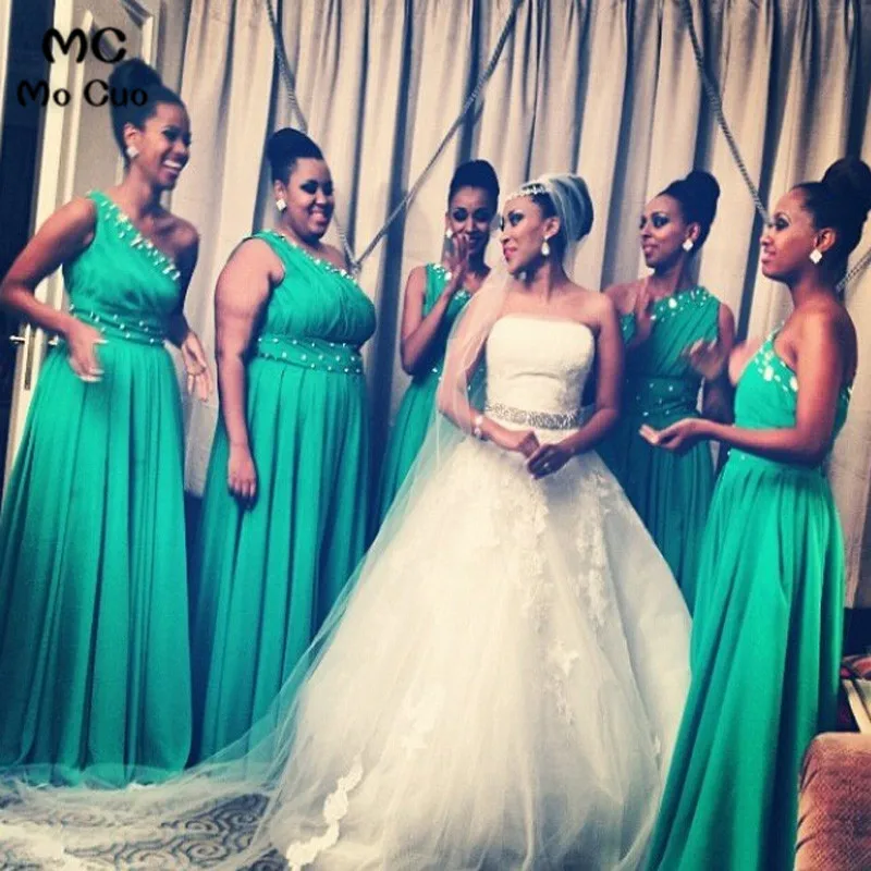 2018 Green Bridesmaid gown Chiffon Beaded One Shoulder vestido longo de festa Wedding party Long Bridesmaid Dresses for women
2018 Green Bridesmaid gown Chiffon Beaded One Shoulder vestido longo de festa Wedding party Long Bridesmaid Dresses for women