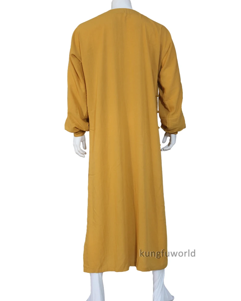 Костюм китайского кунг фу буддистский Шаолинь монах длинное платье в виде крыла