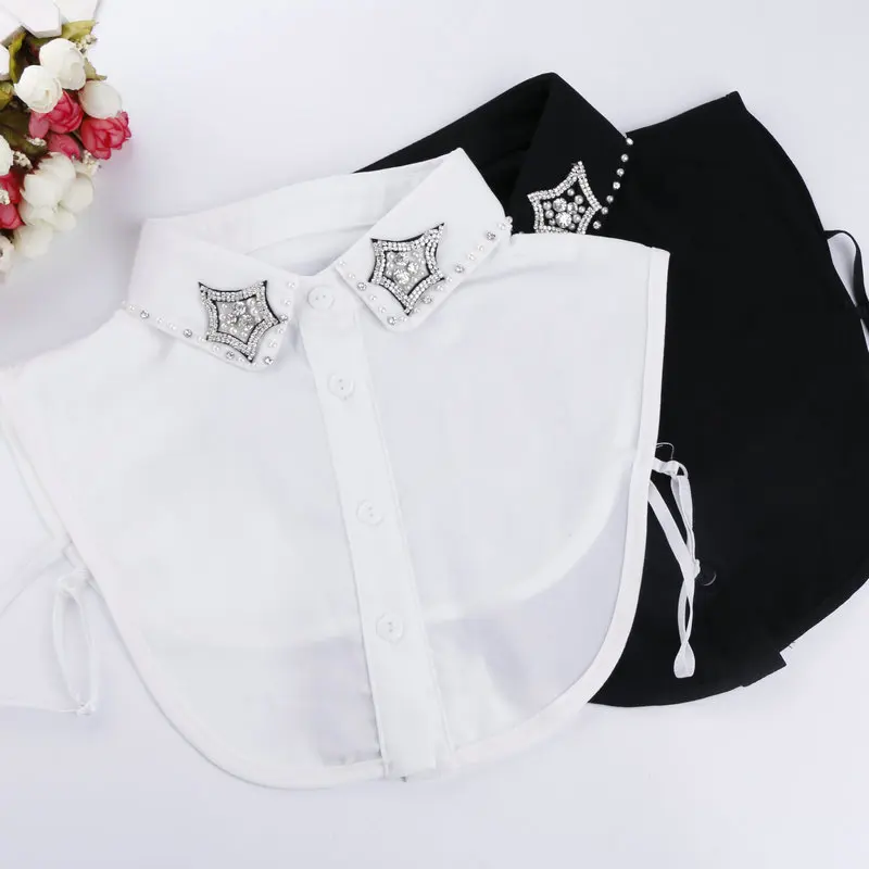Women Crystal Neck Shirt Chiffon Fake Collar Ties Rhinestone Flower Lapel Hollow Lace Floral False Detachable Collar Blouse Top
Women Crystal Neck Shirt Chiffon Fake Collar Ties Rhinestone Flower Lapel Hollow Lace Floral False Detachable Collar Blouse Top