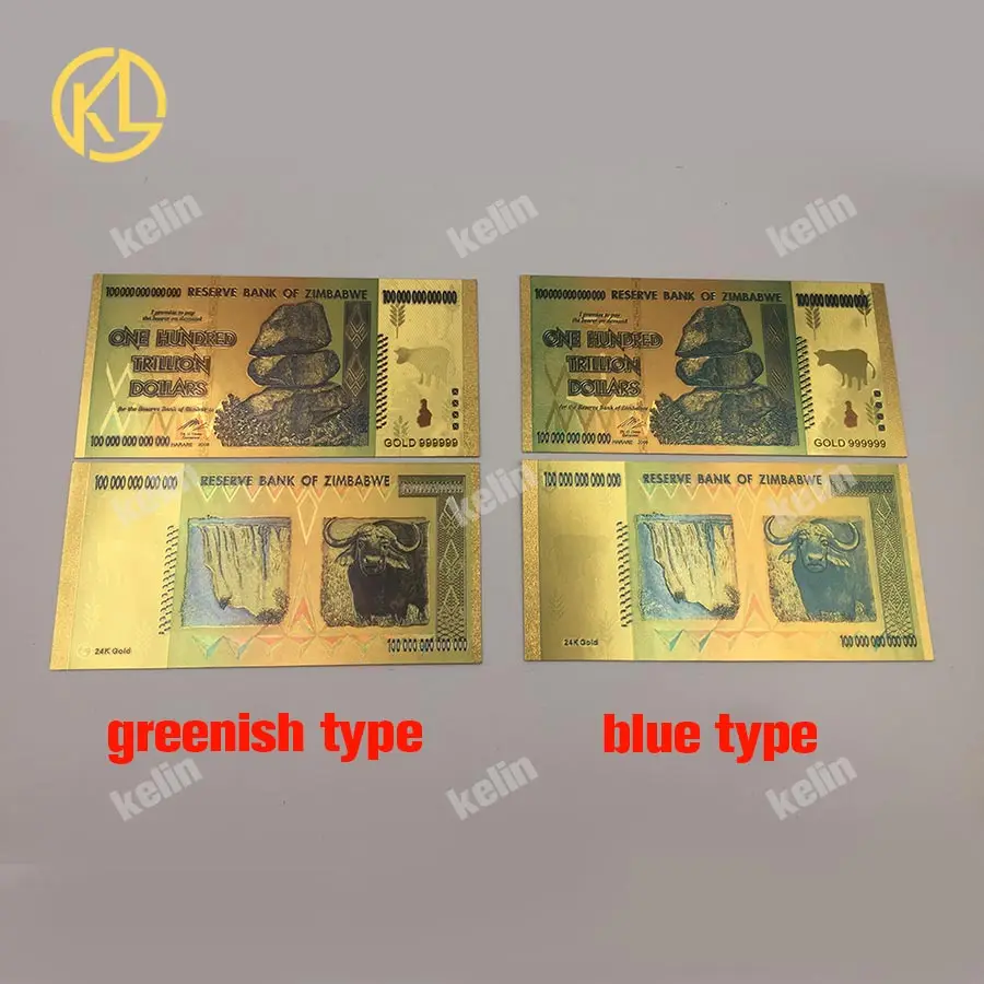 

3000pcs/lot Zimbabwe One Hundred Trillion Dollars Golden Banknote in 24k Gold Plated With 999 metal Pure Gold by fedex IP