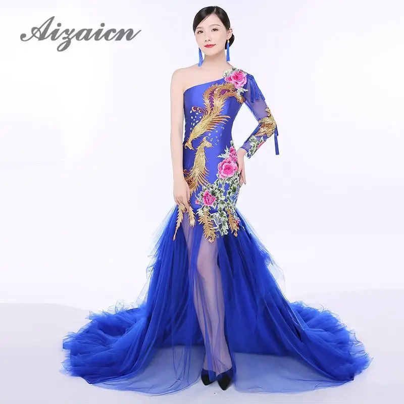 Red Embroidery Long Evening Dress Tailing One Shoulder Tassel Tulle Formal Wedding Qipao Elegant Women Oriental Style Dresses
Red Embroidery Long Evening Dress Tailing One Shoulder Tassel Tulle Formal Wedding Qipao Elegant Women Oriental Style Dresses
