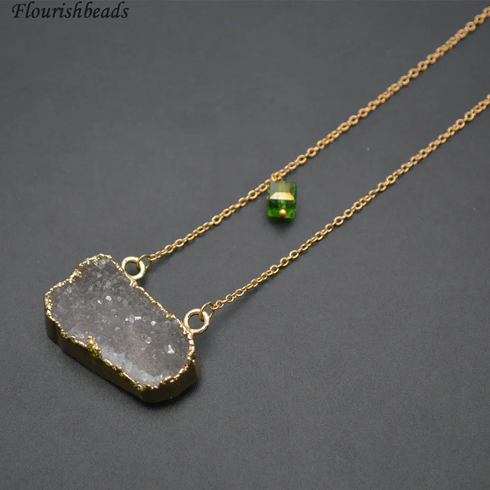 Natural Gray Druzy Agate Square Shape Pendant Linked Chains Necklace Fashion Woman Jewelry
Natural Gray Druzy Agate Square Shape Pendant Linked Chains Necklace Fashion Woman Jewelry