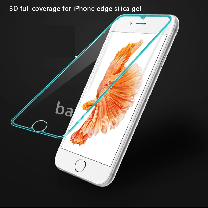 

plus 3D full coverage for iPhone 6plus tempered glass for iphone 7plus Screen Protectors 8plus edge silica gel glass flim