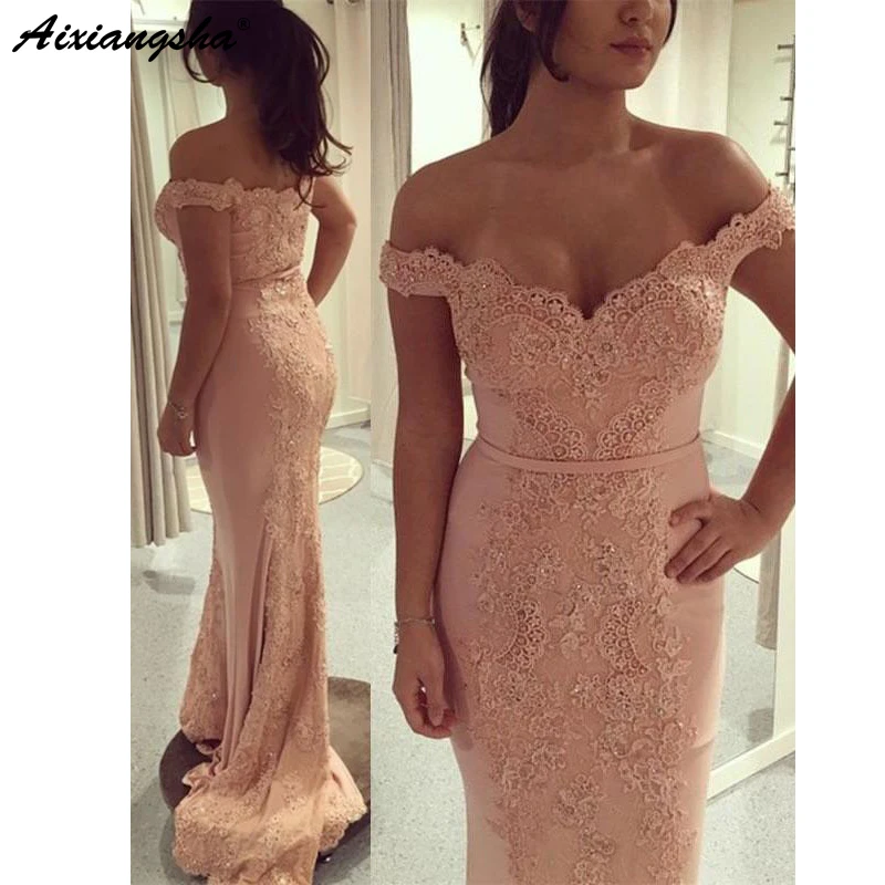 Off the Shoulder Blush Pink Lace Beaded Custom Made Long Evening Dress Mermaid Prom Dresses
Off the Shoulder Blush Pink Lace Beaded Custom Made Long Evening Dress Mermaid Prom Dresses
