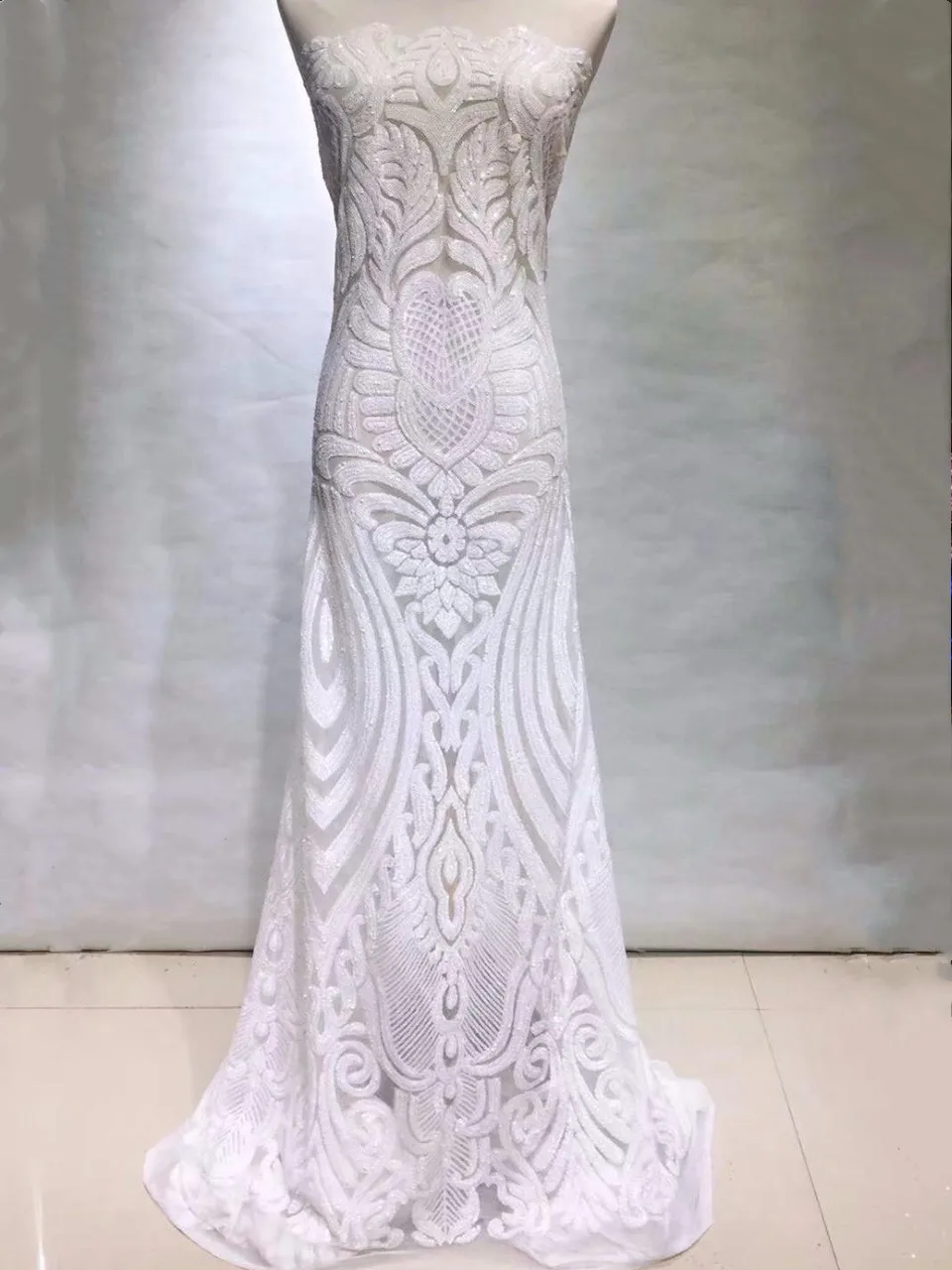New white sparkle lace fabric, high quality material in Africa and France, silk mesh tulle fabric with sequins
New white sparkle lace fabric, high quality material in Africa and France, silk mesh tulle fabric with sequins