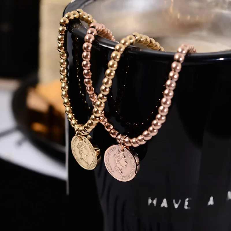 YUN RUO Rose Gold Color Fashion Vintage Queen Coin Stretch Bracelet Woman Gift Titanium Steel Jewelry Never Fade Wholesale 2019
YUN RUO Rose Gold Color Fashion Vintage Queen Coin Stretch Bracelet Woman Gift Titanium Steel Jewelry Never Fade Wholesale 2019