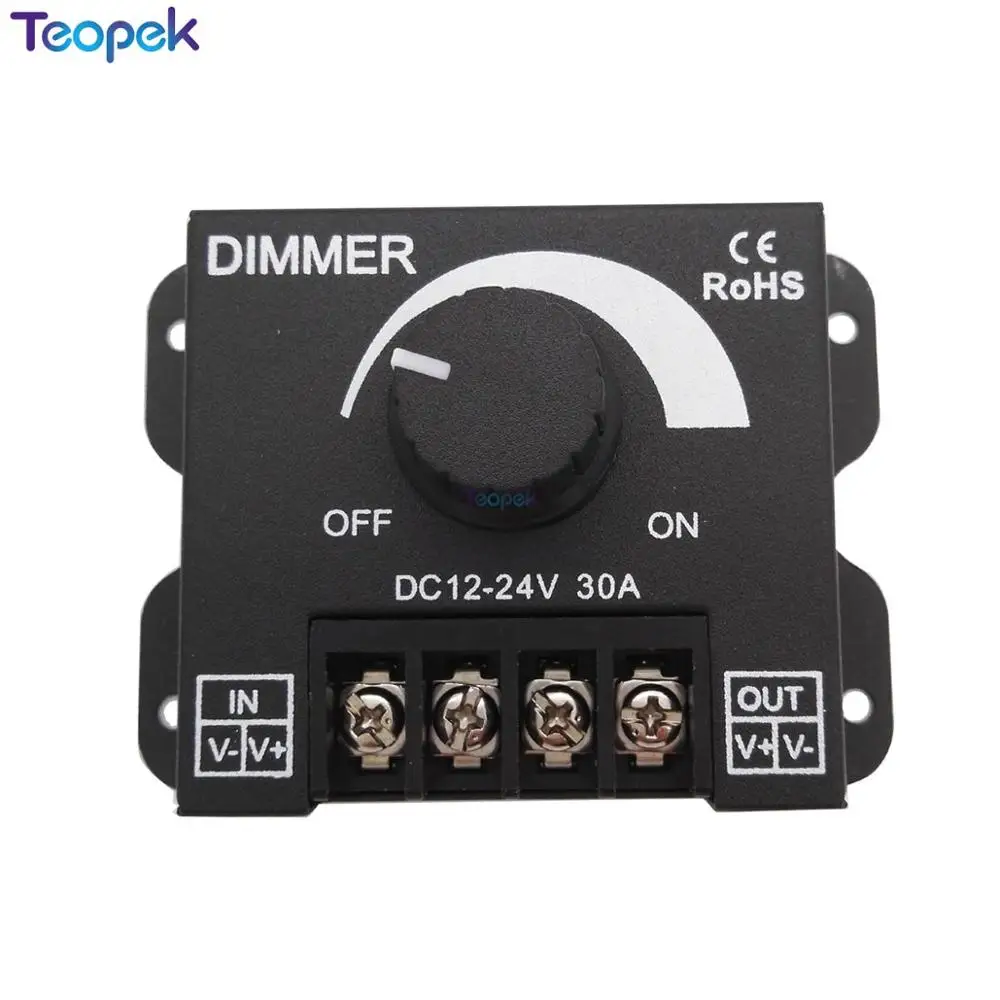 DC 12V 24V 30A Black LED Dimmer Switch Brightness Controller for single color 5050 3528 5630 led lamp strip light
DC 12V 24V 30A Black LED Dimmer Switch Brightness Controller for single color 5050 3528 5630 led lamp strip light
