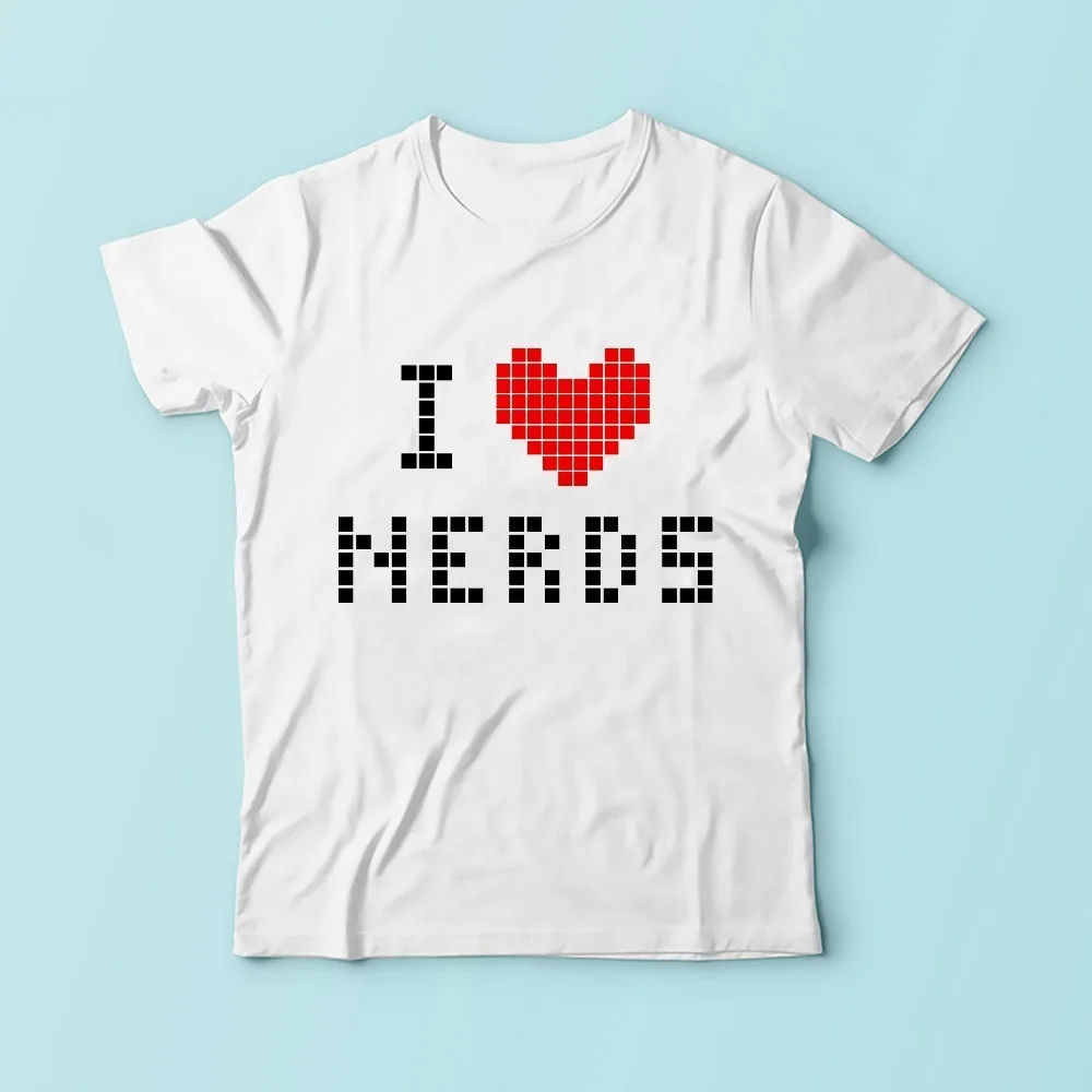 Мужская забавная футболка с надписью I LOVE NERDS JOLLYPEACH белая Повседневная большого