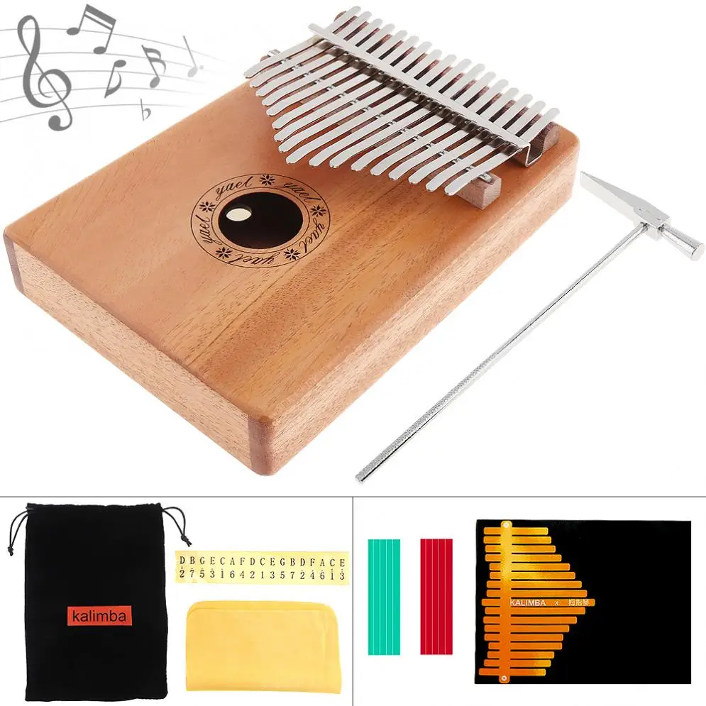 New 17 Key Kalimba Veneer Mahogany Thumb Piano Mbira Natural Mini Keyboard Instrument with 7pcs Accessories
New 17 Key Kalimba Veneer Mahogany Thumb Piano Mbira Natural Mini Keyboard Instrument with 7pcs Accessories