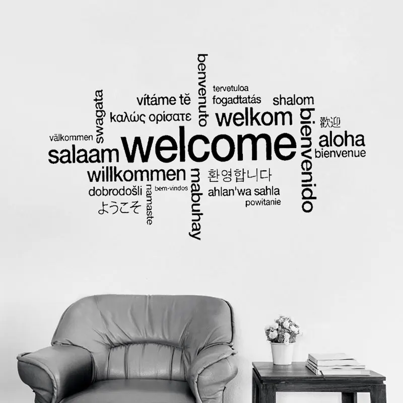 Welcome Sign Many Languages Wall Sticker Decal Art Vinyl Mural Office Shop Home Wall Decor Welcome Diy Wallpaper Removable BG07
Welcome Sign Many Languages Wall Sticker Decal Art Vinyl Mural Office Shop Home Wall Decor Welcome Diy Wallpaper Removable BG07