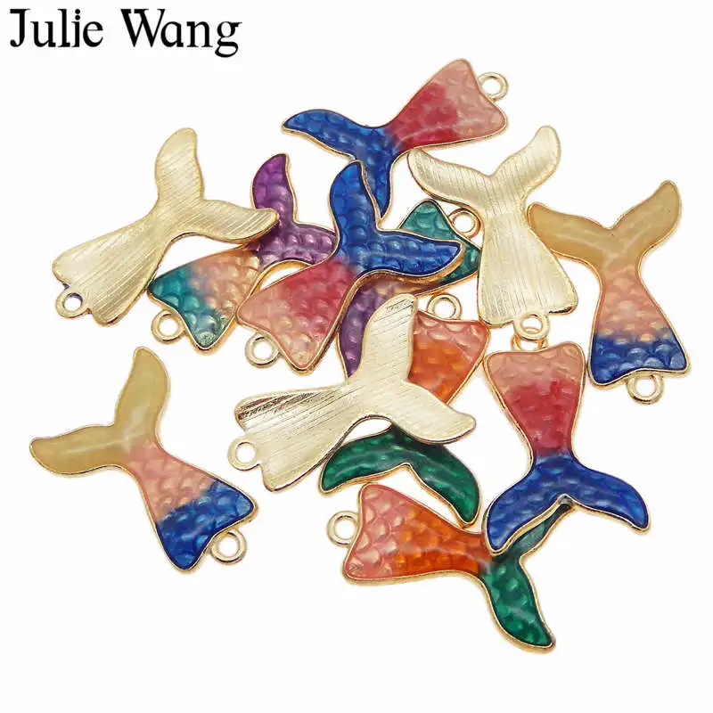 10 шт. эмалированные Разноцветные Подвески Julie Wang в виде хвоста русалки смешанный