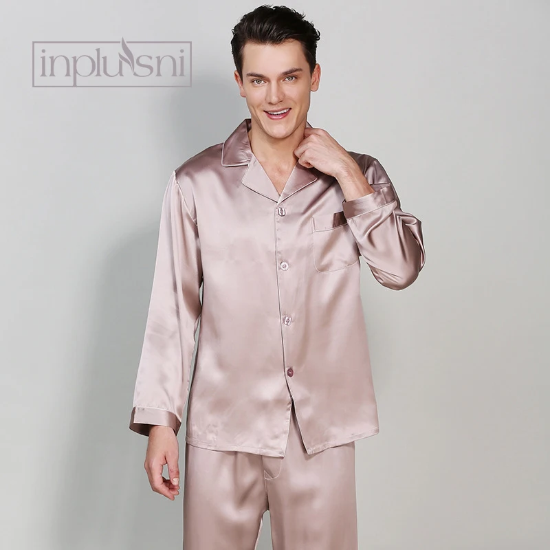 Inplusni men pajama sets long sleeve blockbuster 100% silk pyjama for four season period and household fashion homewear | Мужская одежда