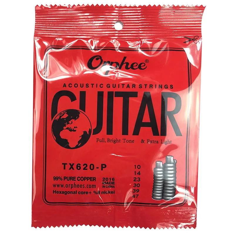 Orphee 6pcs/SET TX620-P Series Deposition of gold Guitar Strings for Folk Acoustic Guitars Hexagonal High- Carbon Steel Strings
Orphee 6pcs/SET TX620-P Series Deposition of gold Guitar Strings for Folk Acoustic Guitars Hexagonal High- Carbon Steel Strings