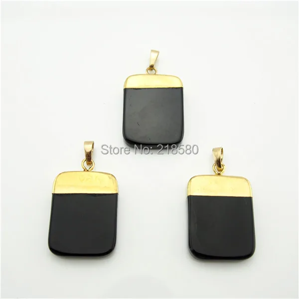 H-SP176 Black Onyx Stone Square Slice Pendants with 24K Gold Electroplated Edge and Bail
H-SP176 Black Onyx Stone Square Slice Pendants with 24K Gold Electroplated Edge and Bail