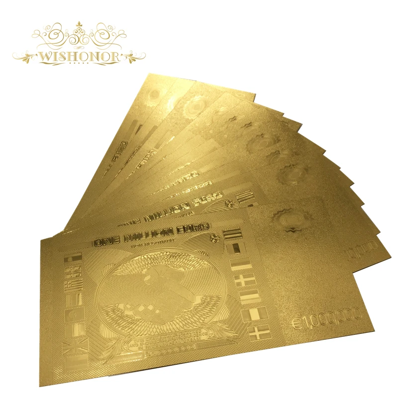 10pcs/lot 24k Gold Plated Euro Gold Banknote One Million EUR Banknotes Fake Money Art Crafts for Gifts
10pcs/lot 24k Gold Plated Euro Gold Banknote One Million EUR Banknotes Fake Money Art Crafts for Gifts