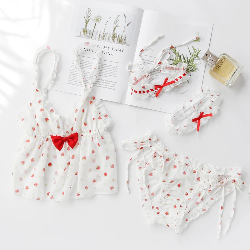 Sexy Seduction Underwear Sleepwear Sexy Lingerie Cute Perspective Lace Mesh Short Sleeve Panties 4 Piece Set Pajama for Women
Sexy Seduction Underwear Sleepwear Sexy Lingerie Cute Perspective Lace Mesh Short Sleeve Panties 4 Piece Set Pajama for Women