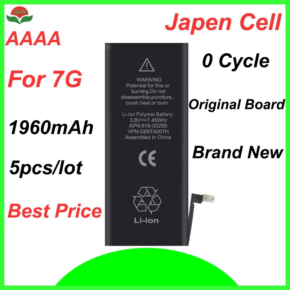 AAAA ISUN 1960 мАч 5 шт./лот батарея для внутреннего Apple 7 7G iphone замена батареи
AAAA ISUN 1960 мАч 5 шт./лот батарея для внутреннего Apple 7 7G iphone замена батареи