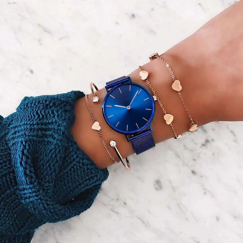 Mavis Hare синие сетчатые наручные часы с браслетом royalblue круглым циферблатом и