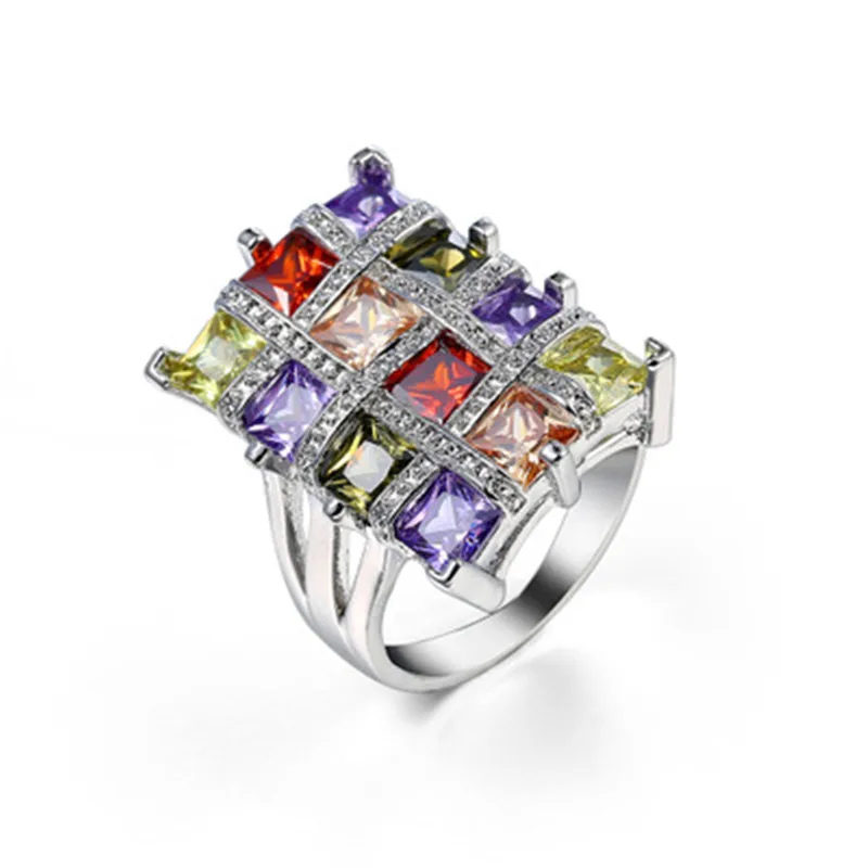 HIP Hop European and American style square colorful zircon ring 12 crystals For Women Jewelry Dropshiping Couple gift
HIP Hop European and American style square colorful zircon ring 12 crystals For Women Jewelry Dropshiping Couple gift