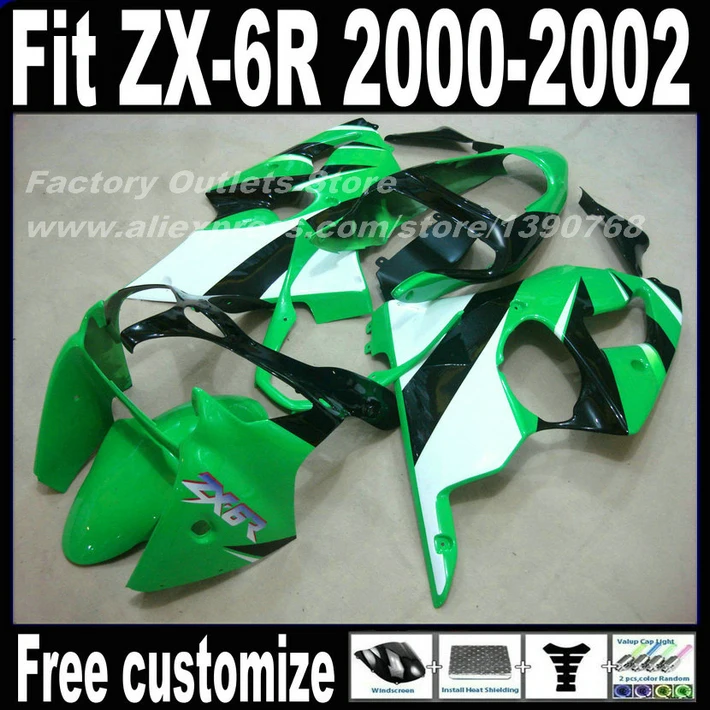 High quality plastic Fairings set for Kawasaki ZX6R 00 01 02 Ninja 636 green black fairing kit ZX-6R 2000 2001 2002 AF39
High quality plastic Fairings set for Kawasaki ZX6R 00 01 02 Ninja 636 green black fairing kit ZX-6R 2000 2001 2002 AF39