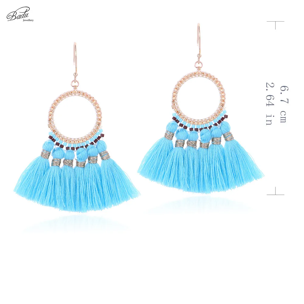 Badu Ethnic Colorful Dangle Earring for Women Round Cotton Tassel Boho Jewelry Japanese Seed Beads Handcrafts Fashion Wholesale
Badu Ethnic Colorful Dangle Earring for Women Round Cotton Tassel Boho Jewelry Japanese Seed Beads Handcrafts Fashion Wholesale