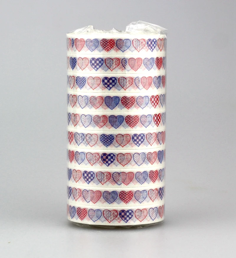 high quality 10pcs /lot 8mm*10m cute slim tape red and blue heart Japanese paper washi tape
high quality 10pcs /lot 8mm*10m cute slim tape red and blue heart Japanese paper washi tape