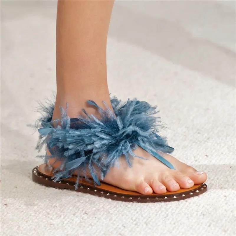 VIISENANTIN Runway Feather Flat Flip Flops Sandals Women Rivet Studded Flat Summer Fur Beach Shoes Sandals Casual Tide Shoe
VIISENANTIN Runway Feather Flat Flip Flops Sandals Women Rivet Studded Flat Summer Fur Beach Shoes Sandals Casual Tide Shoe