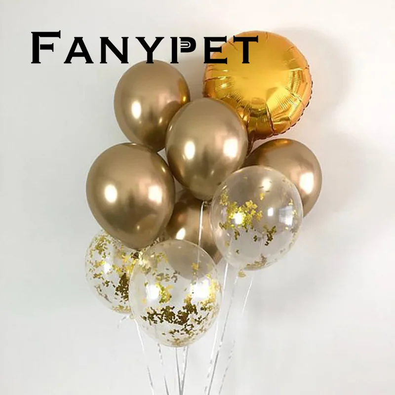 9pcs 12inch Gold Confetti Metal Pearl Latex Round Balloons Thick Chrome for Birthday Party Decoration Kids Adult Air Balls globo
9pcs 12inch Gold Confetti Metal Pearl Latex Round Balloons Thick Chrome for Birthday Party Decoration Kids Adult Air Balls globo