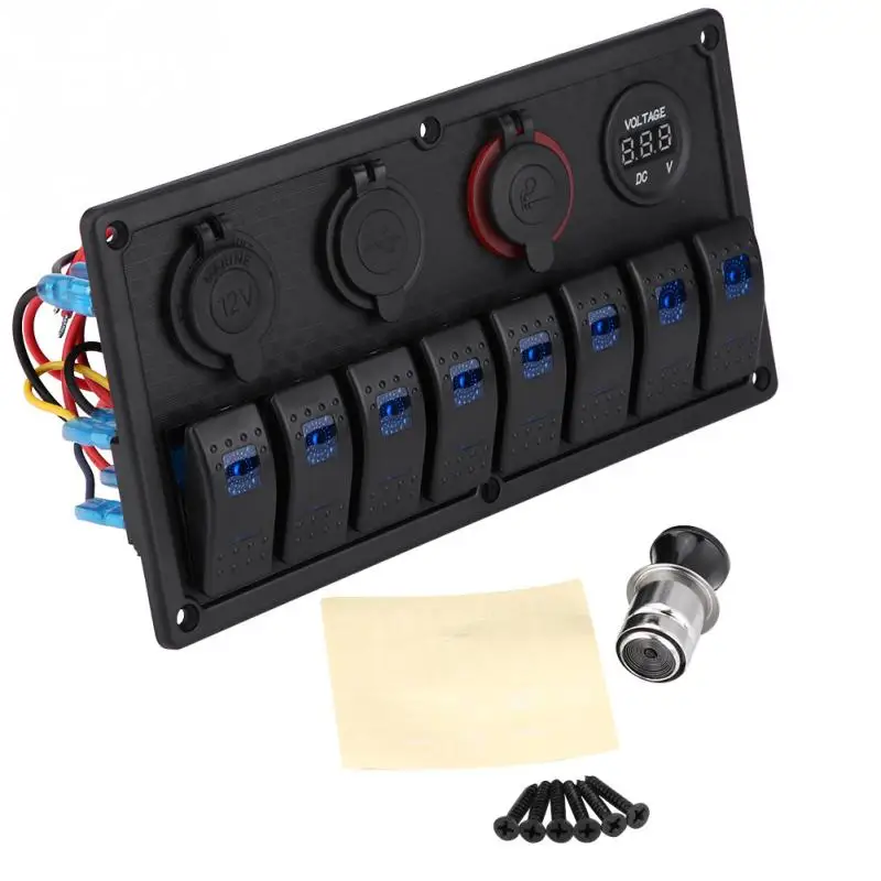 12V 24V 8 Gang Автомобильная лодка LED кулисный переключатель панель управления двойной USB вольтметр прикуриватель
12V 24V 8 Gang Автомобильная лодка LED кулисный переключатель панель управления двойной USB вольтметр прикуриватель